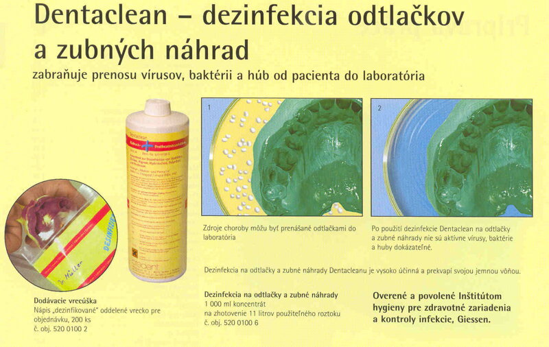 Dentaclean dezinfekcia odtlačkov 